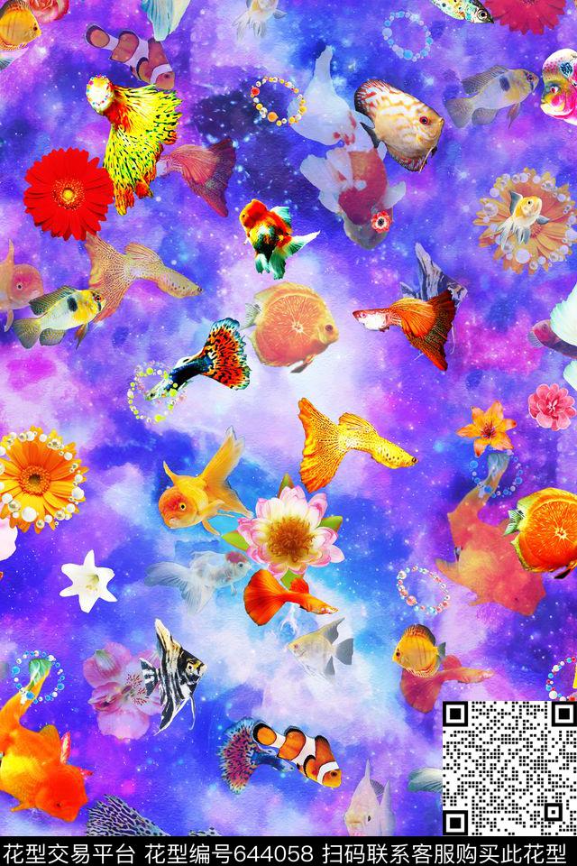 海底世界小丑鱼热带鱼数码印花华亿平台下载（图片编号: 644058） - 瓦栏（Walan）