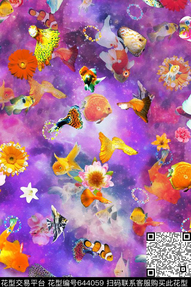 海底世界小丑鱼热带鱼数码印花华亿平台下载（图片编号: 644059） - 瓦栏（Walan）