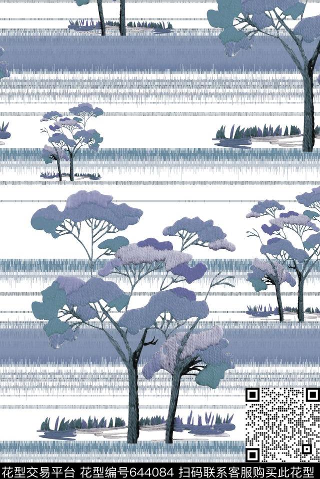 抽象手绘满版树纹理条纹最新高清数码叶子数码印花华亿平台下载（图片编号: 644084） - 瓦栏（Walan）