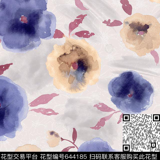 手绘花数码印花华亿平台下载（图片编号: 644185） - 瓦栏（Walan）