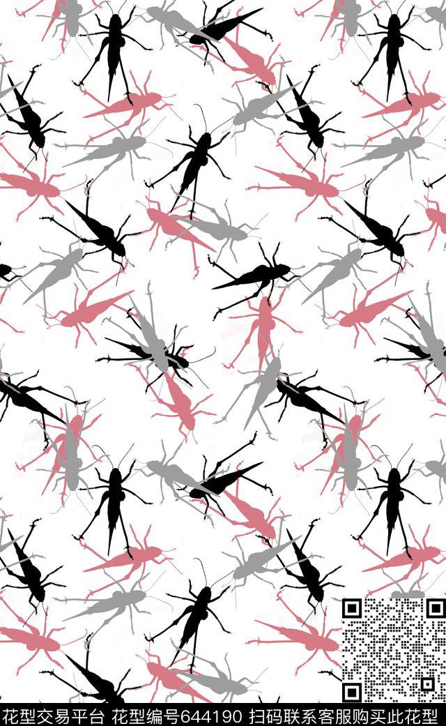 昆虫剪影男装衬衫传统印花华亿平台下载（图片编号: 644190） - 瓦栏（Walan）