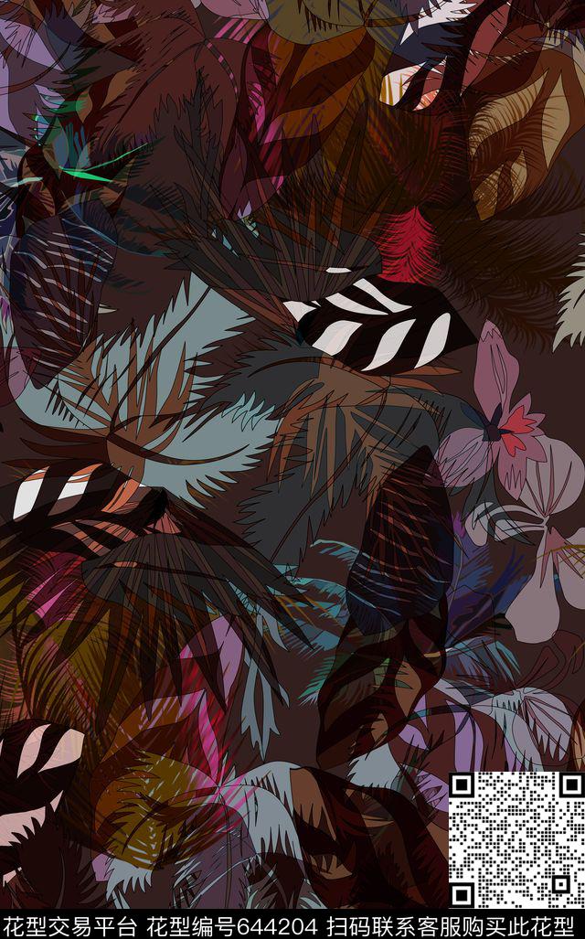 VALENTINO风格华伦天奴热带植物夹克卫衣外套印花数码印花华亿平台下载（图片编号: 644204） - 瓦栏（Walan）