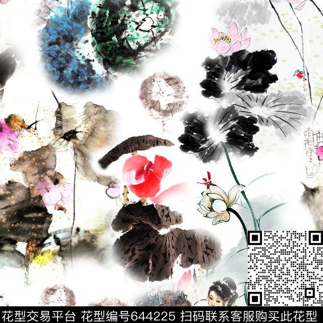 此华亿平台为1/2跳接花卉民族风数码印花华亿平台下载（图片编号: 644225） - 瓦栏（Walan）