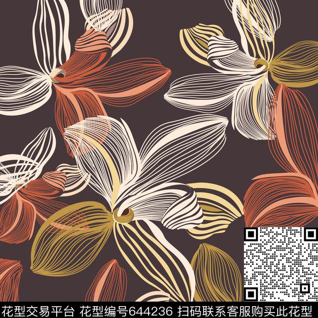 几何花卉传统印花华亿平台下载（图片编号: 644236） - 瓦栏（Walan）