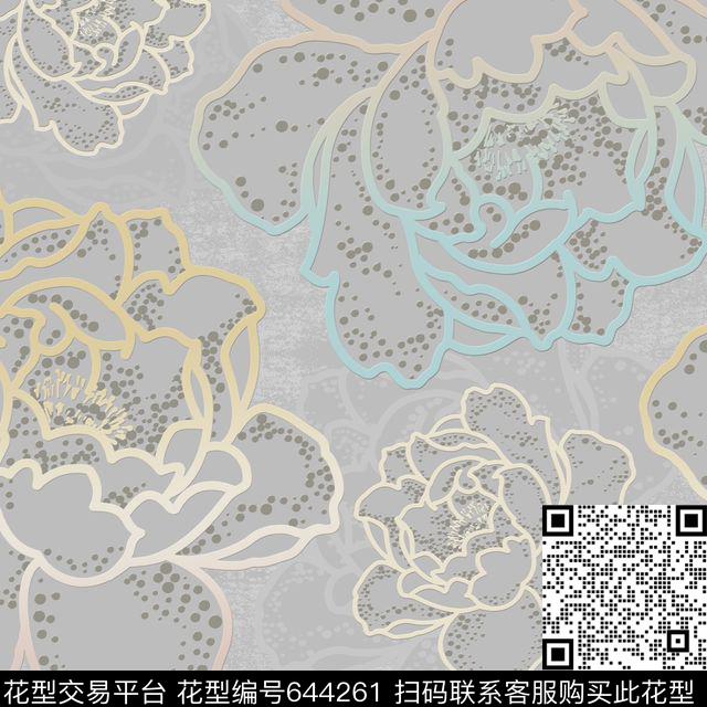 几何花卉数码印花华亿平台下载（图片编号: 644261） - 瓦栏（Walan）
