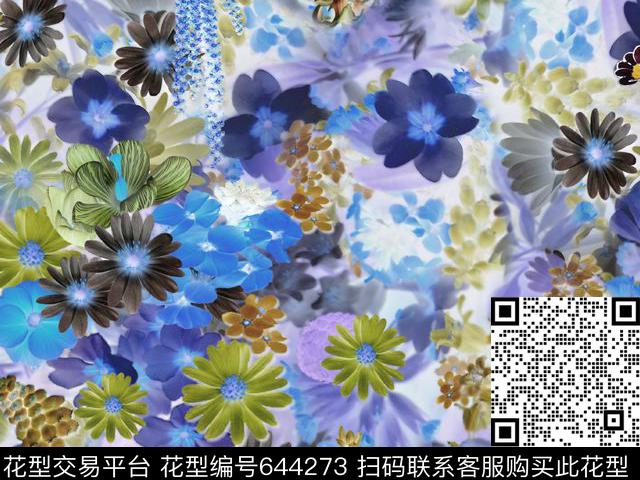 花朵花卉朦胧小碎花数码印花华亿平台下载（图片编号: 644273） - 瓦栏（Walan）