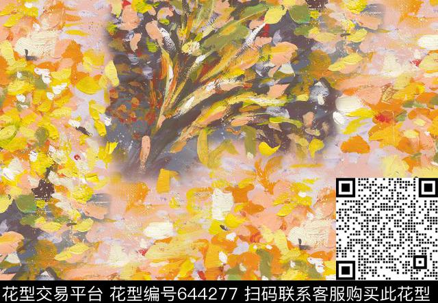 手绘花手绘风景数码印花华亿平台下载（图片编号: 644277） - 瓦栏（Walan）