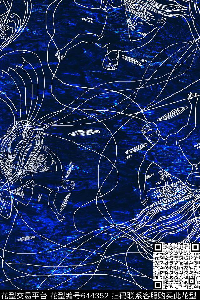 线条人物冲浪数码印花华亿平台下载（图片编号: 644352） - 瓦栏（Walan）