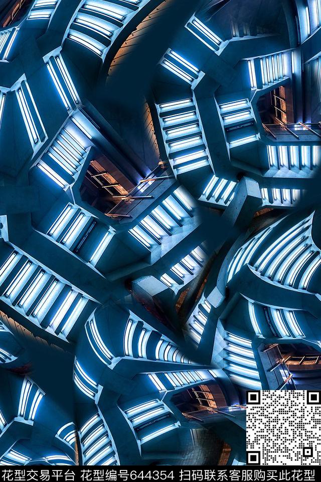 几何男装抽象数码印花华亿平台下载（图片编号: 644354） - 瓦栏（Walan）