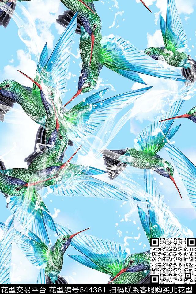鸟儿小清新泳装数码印花华亿平台下载（图片编号: 644361） - 瓦栏（Walan）