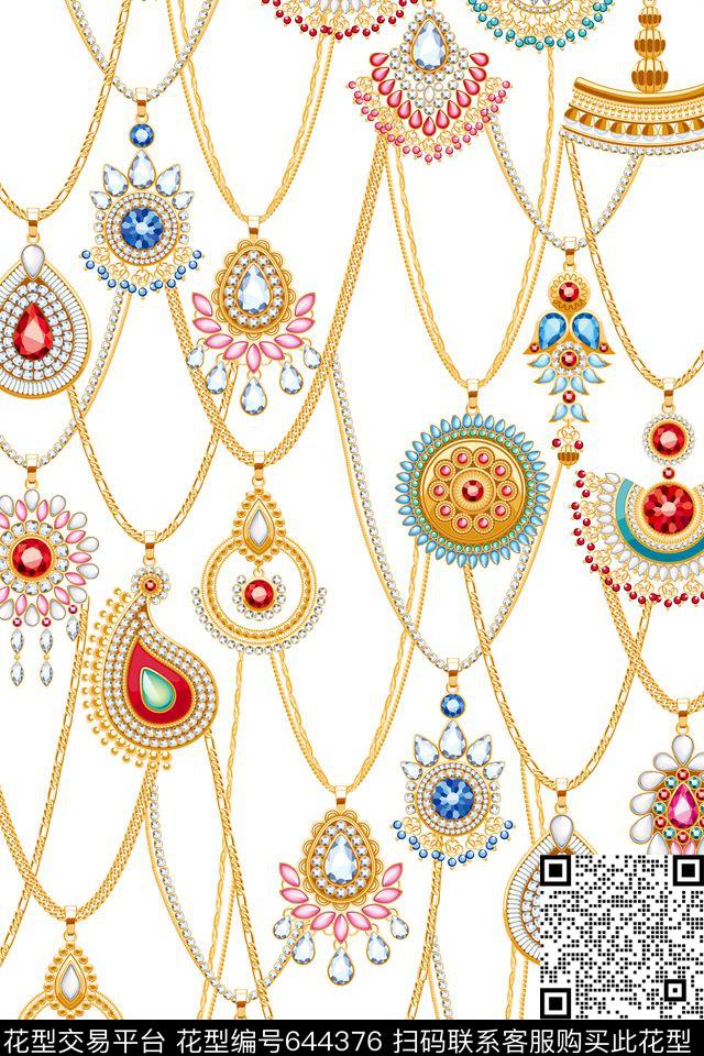 珠宝项链宝石数码印花华亿平台下载（图片编号: 644376） - 瓦栏（Walan）