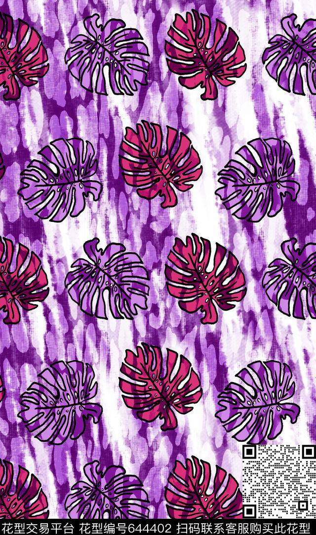 热带风格棕榈叶数码印花华亿平台下载（图片编号: 644402） - 瓦栏（Walan）