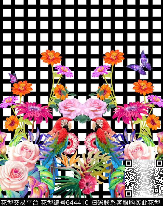 花朵花卉菊花虫子数码印花华亿平台下载（图片编号: 644410） - 瓦栏（Walan）