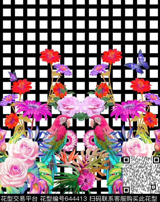 花朵花卉菊花虫子数码印花华亿平台下载（图片编号: 644413） - 瓦栏（Walan）