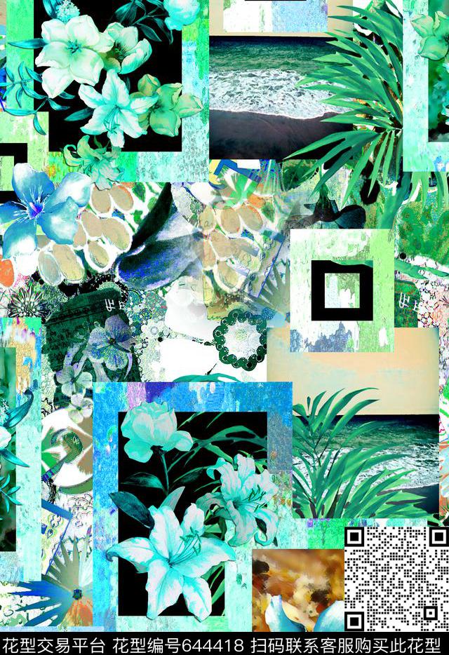 南美笔触民族风数码印花华亿平台下载（图片编号: 644418） - 瓦栏（Walan）