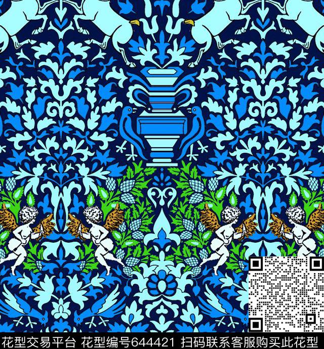 南美笔触民族风数码印花华亿平台下载（图片编号: 644421） - 瓦栏（Walan）