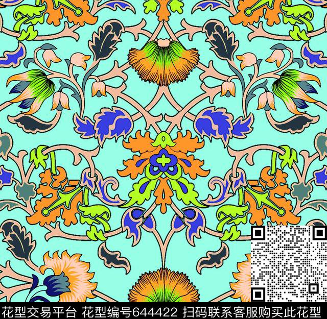 南美笔触民族风数码印花华亿平台下载（图片编号: 644422） - 瓦栏（Walan）