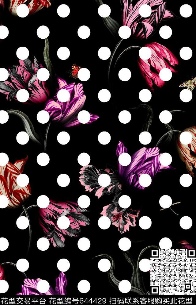 乱花玉兰花大花数码印花华亿平台下载（图片编号: 644429） - 瓦栏（Walan）