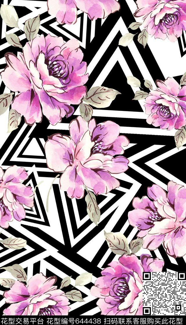 手绘花卉创意花卉数码印花华亿平台下载（图片编号: 644438） - 瓦栏（Walan）