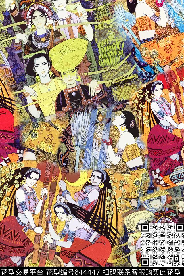 女装名族风复古数码印花华亿平台下载（图片编号: 644447） - 瓦栏（Walan）