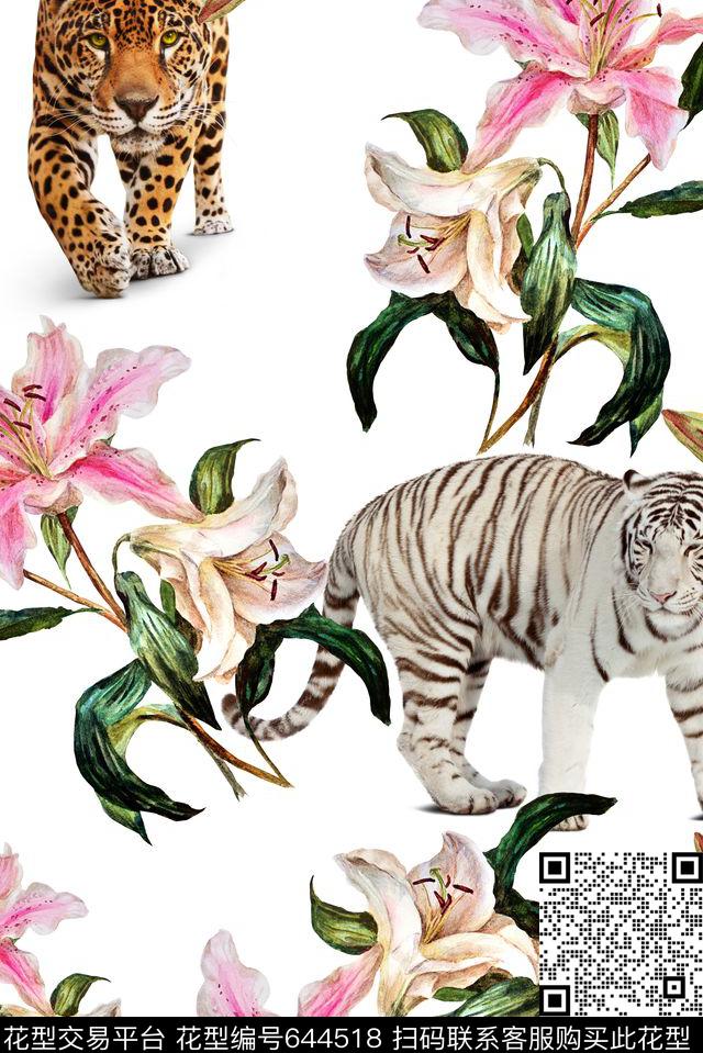 花卉老何百合数码印花华亿平台下载（图片编号: 644518） - 瓦栏（Walan）