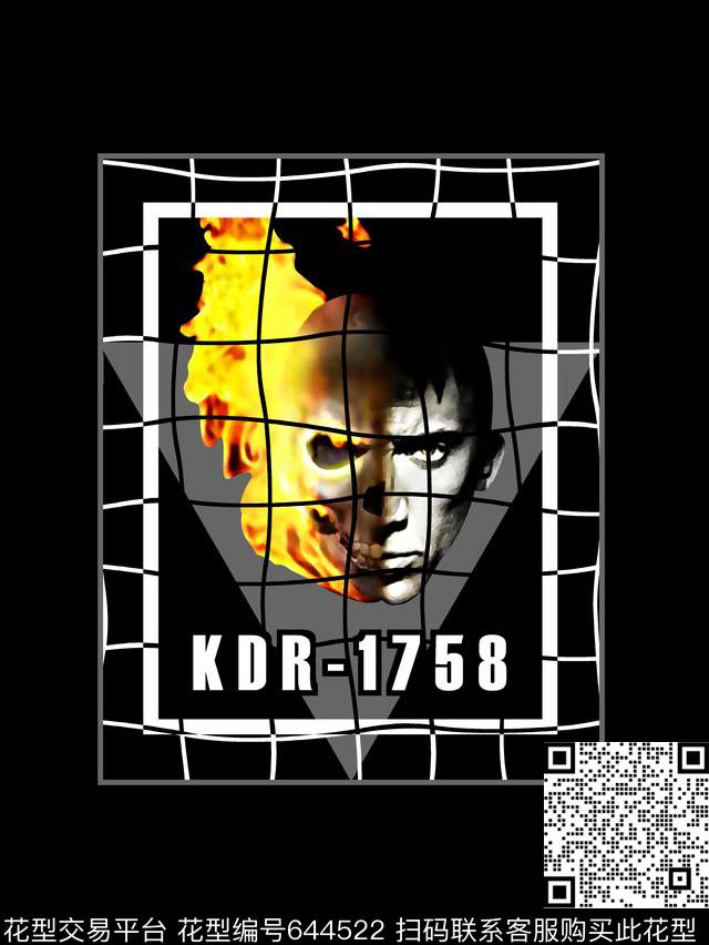 人物头像几何解构男装T恤数码印花华亿平台下载（图片编号: 644522） - 瓦栏（Walan）