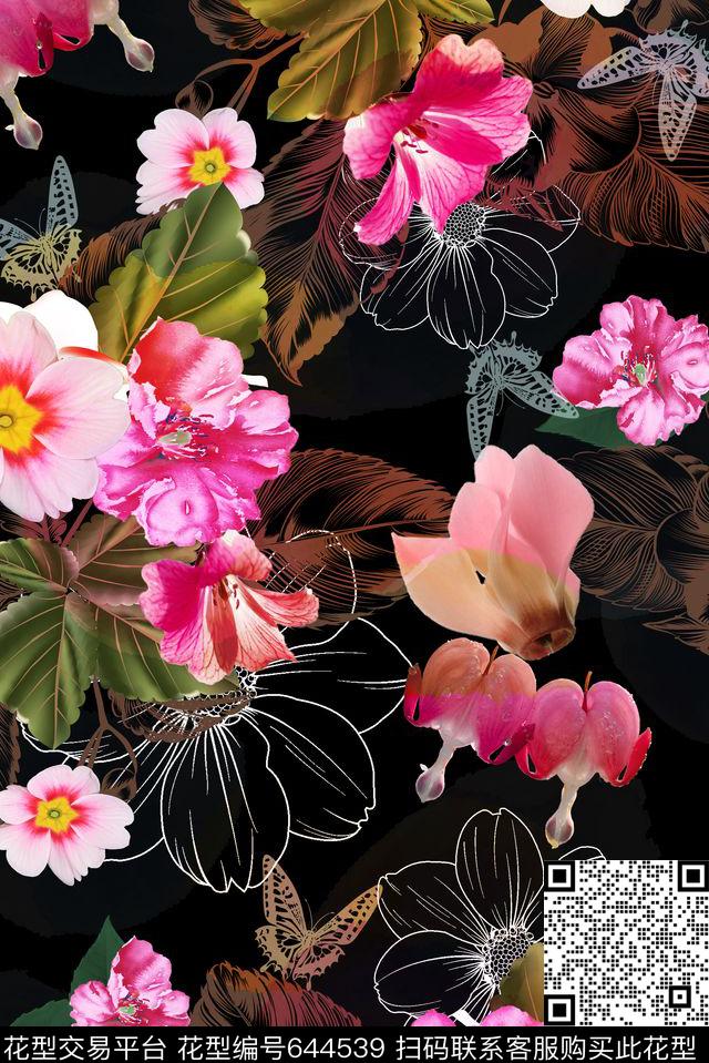 郁金香牡丹零点--泳装数码印花华亿平台下载（图片编号: 644539） - 瓦栏（Walan）