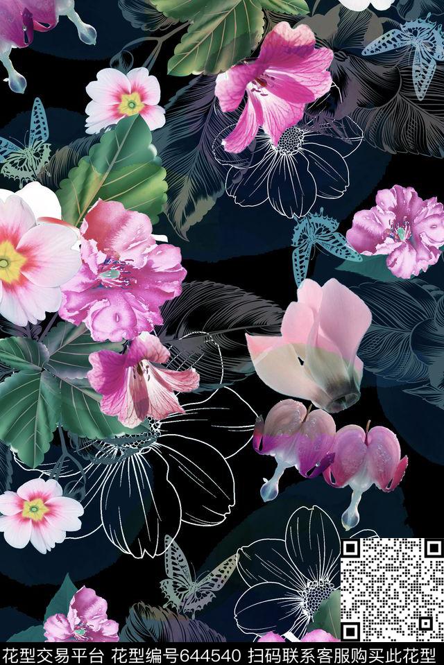 郁金香牡丹零点--泳装数码印花华亿平台下载（图片编号: 644540） - 瓦栏（Walan）