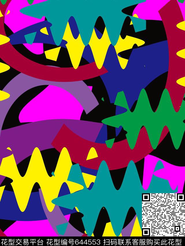 手绘、抽象、几何传统印花华亿平台下载（图片编号: 644553） - 瓦栏（Walan）