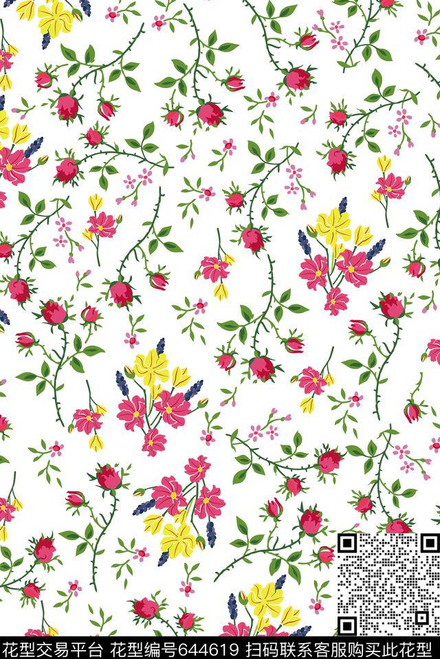欧美家纺花卉传统印花华亿平台下载（图片编号: 644619） - 瓦栏（Walan）