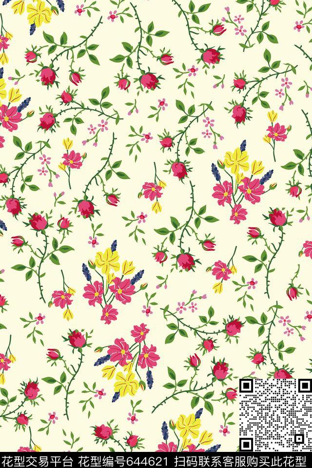 欧美家纺花卉传统印花华亿平台下载（图片编号: 644621） - 瓦栏（Walan）