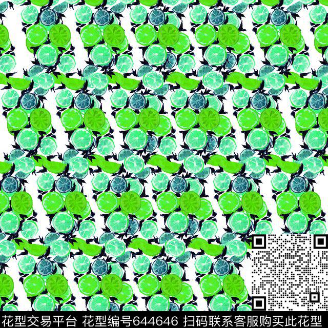 热带水果柠檬橘子数码印花华亿平台下载（图片编号: 644646） - 瓦栏（Walan）