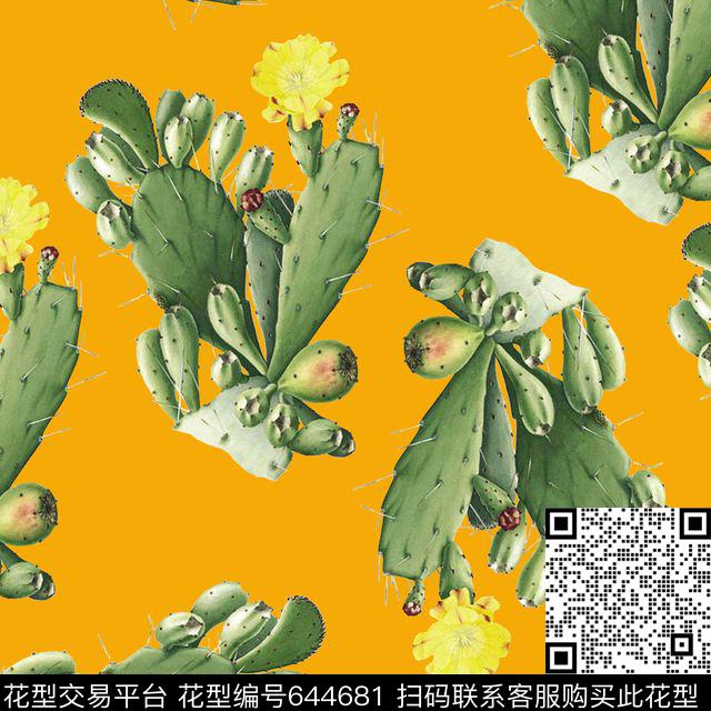 热带仙人掌时尚数码印花华亿平台下载（图片编号: 644681） - 瓦栏（Walan）