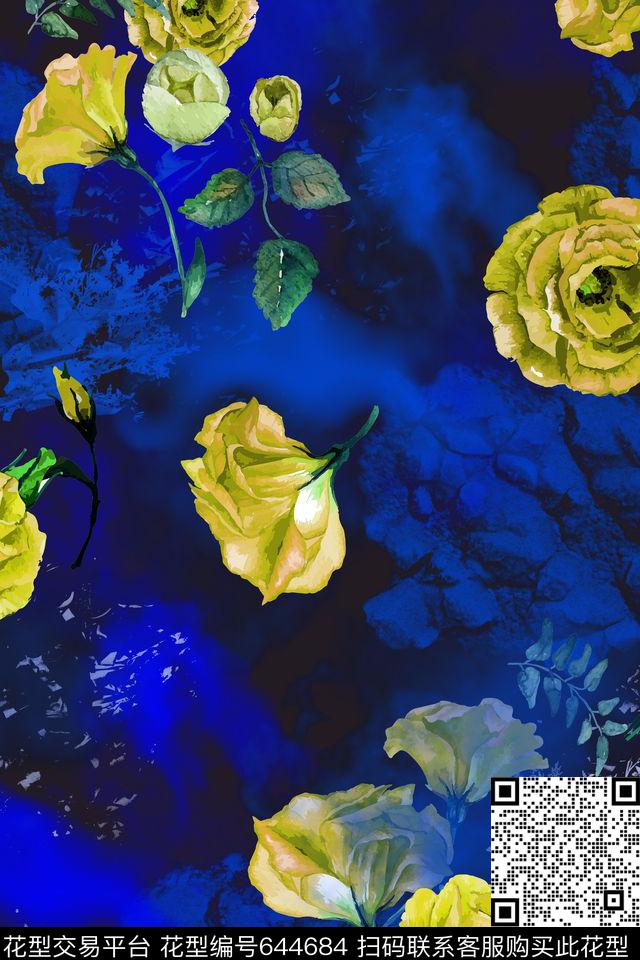 玫瑰月季肌理数码印花华亿平台下载（图片编号: 644684） - 瓦栏（Walan）