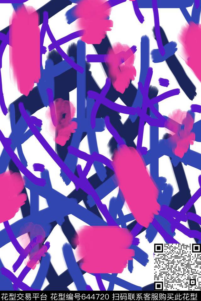 几何笔触数码印花华亿平台下载（图片编号: 644720） - 瓦栏（Walan）