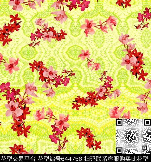 花朵花卉数码印花华亿平台下载（图片编号: 644756） - 瓦栏（Walan）