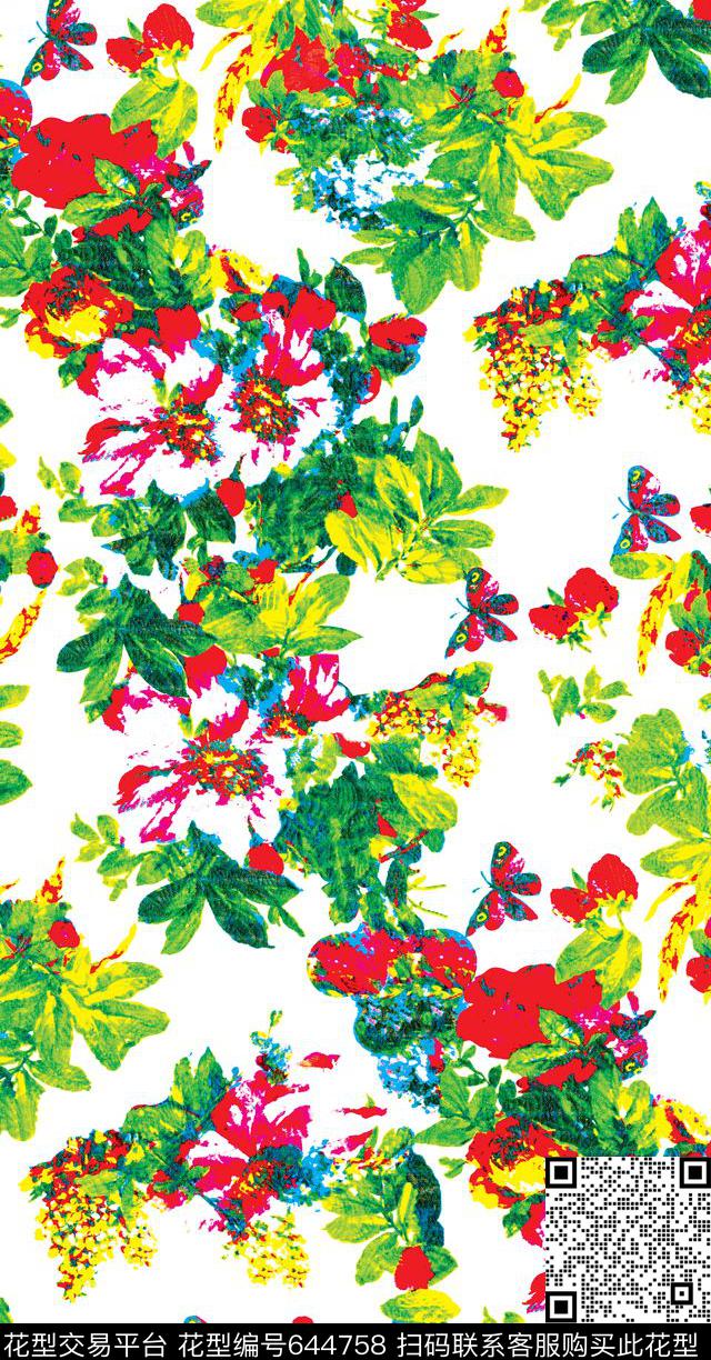 花卉兰花传统印花华亿平台下载（图片编号: 644758） - 瓦栏（Walan）