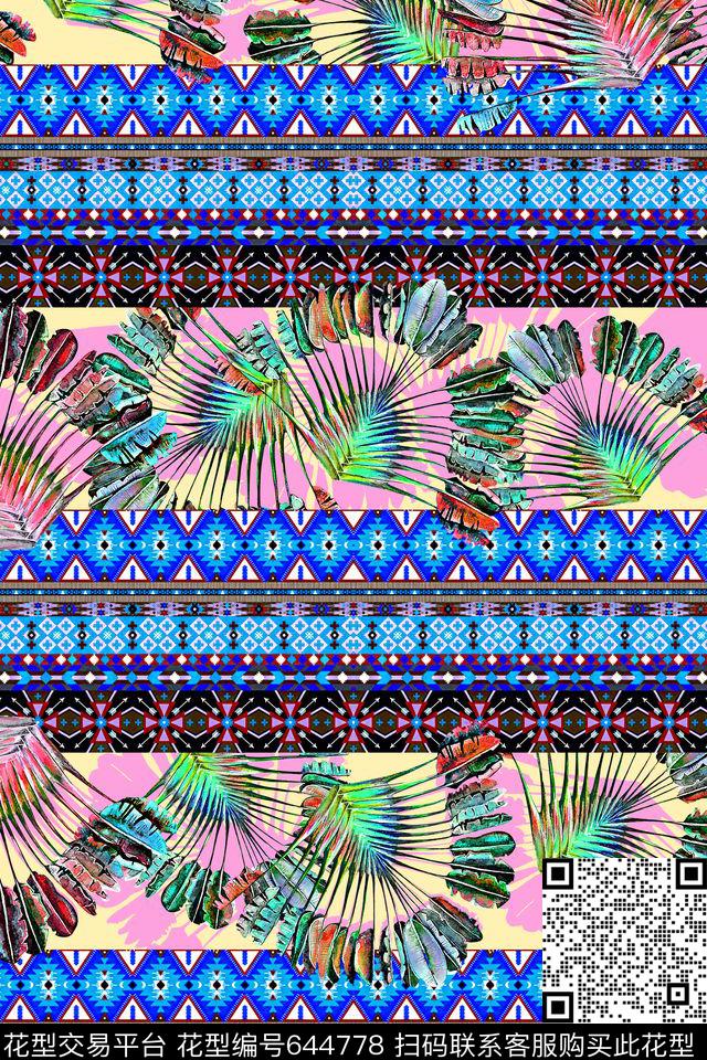 波西米亚民族风几何数码印花华亿平台下载（图片编号: 644778） - 瓦栏（Walan）