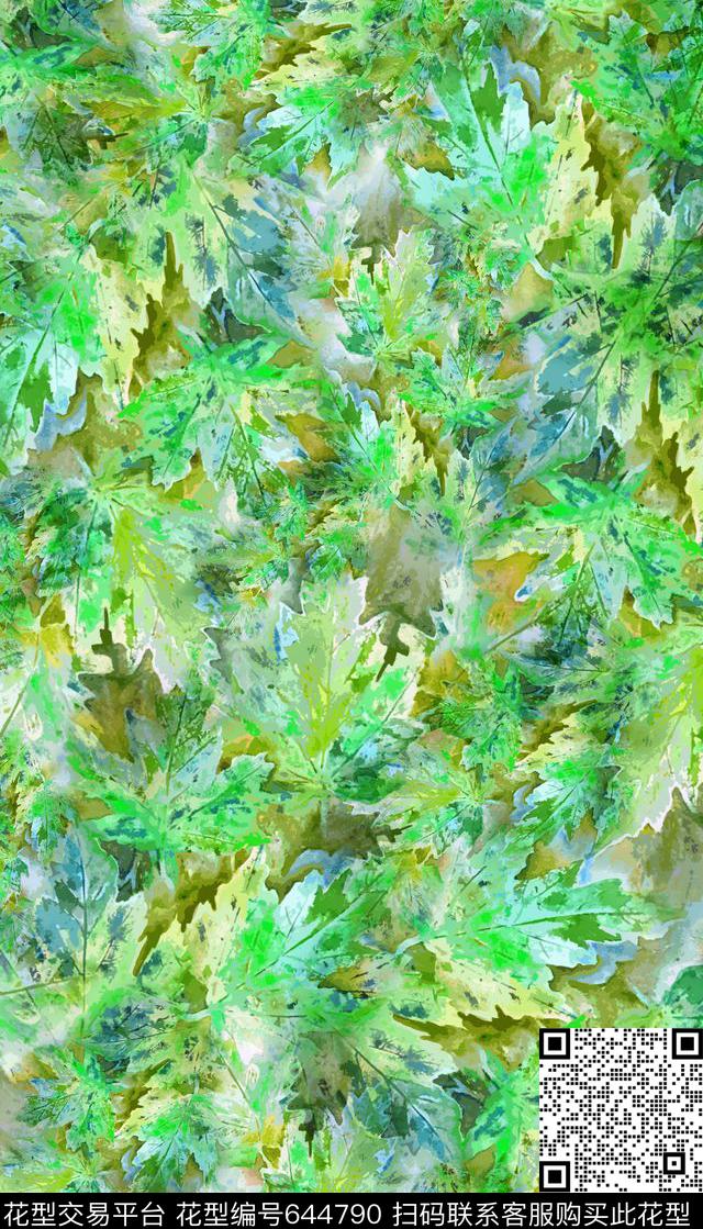 流行时尚趣味枫叶数码印花华亿平台下载（图片编号: 644790） - 瓦栏（Walan）
