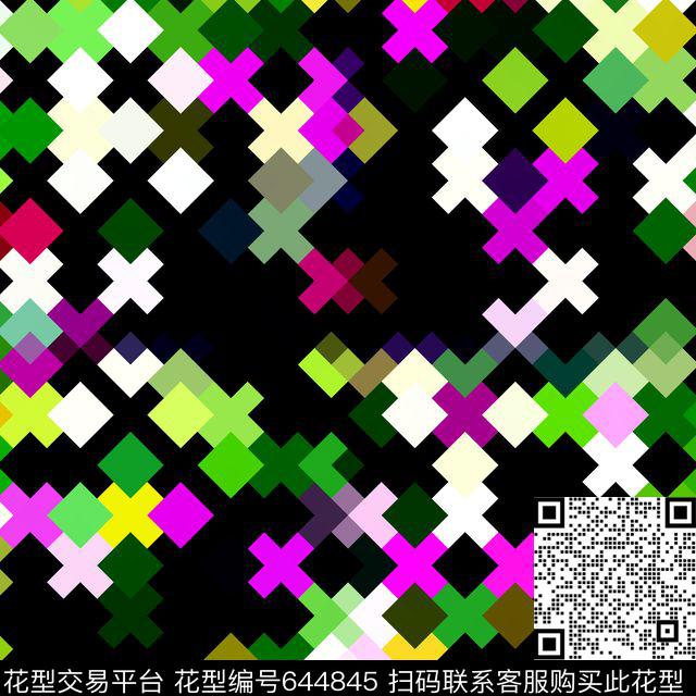 方格几何十字传统印花华亿平台下载（图片编号: 644845） - 瓦栏（Walan）