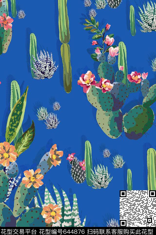 多肉仙人球热带传统印花华亿平台下载（图片编号: 644876） - 瓦栏（Walan）
