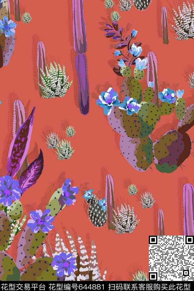 多肉仙人球热带传统印花华亿平台下载（图片编号: 644881） - 瓦栏（Walan）