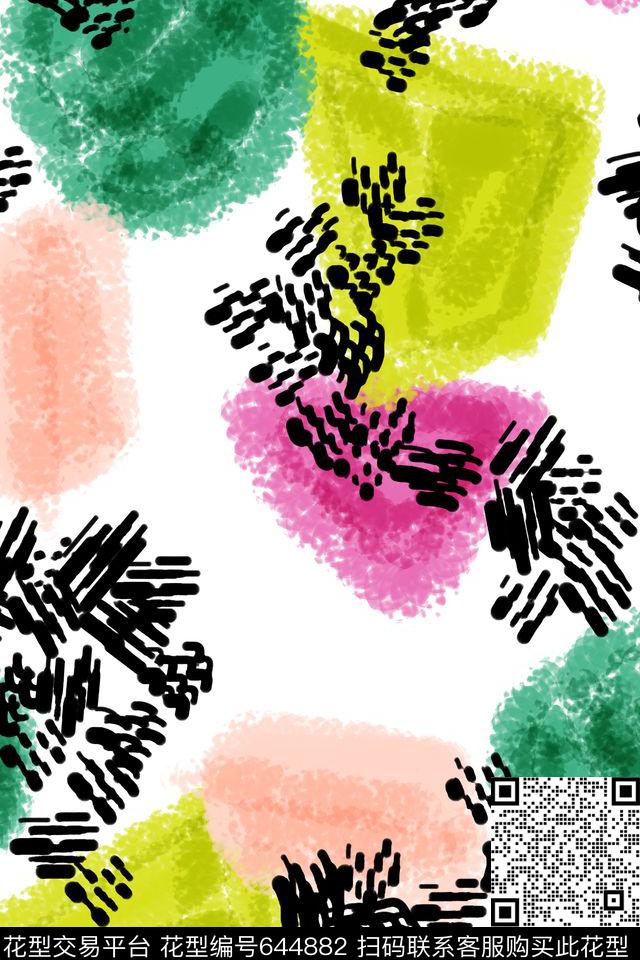 抽象几何色块女装传统印花华亿平台下载（图片编号: 644882） - 瓦栏（Walan）