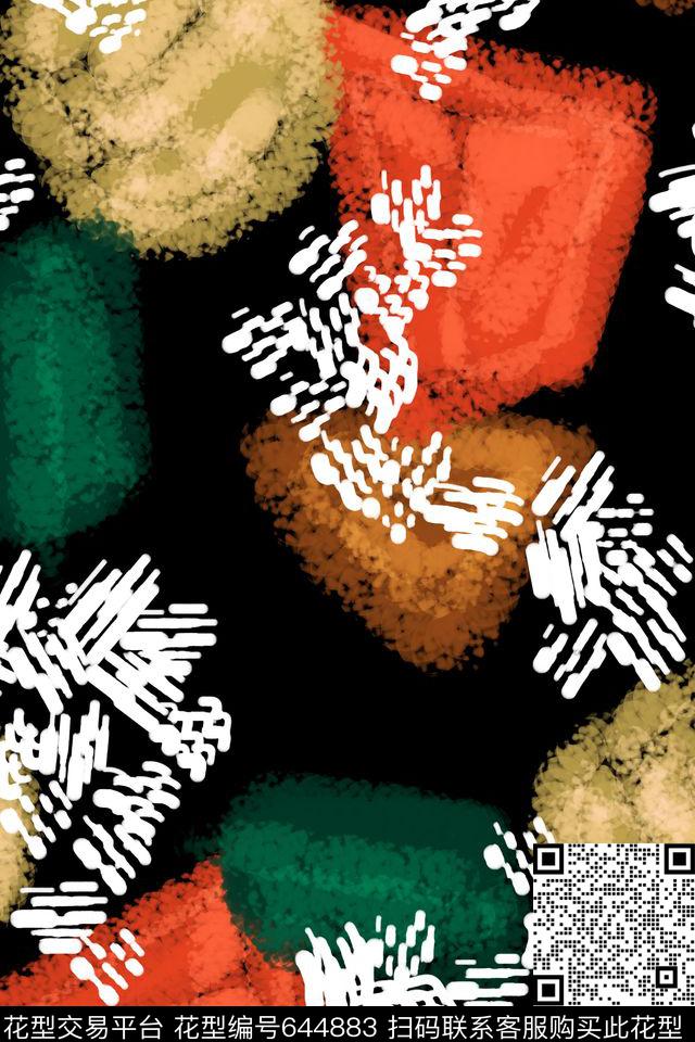抽象几何色块女装传统印花华亿平台下载（图片编号: 644883） - 瓦栏（Walan）
