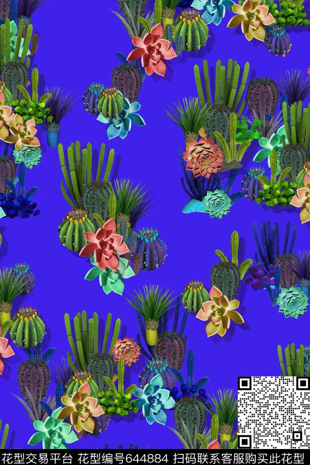 L.D~花卉热带多肉数码印花华亿平台下载（图片编号: 644884） - 瓦栏（Walan）