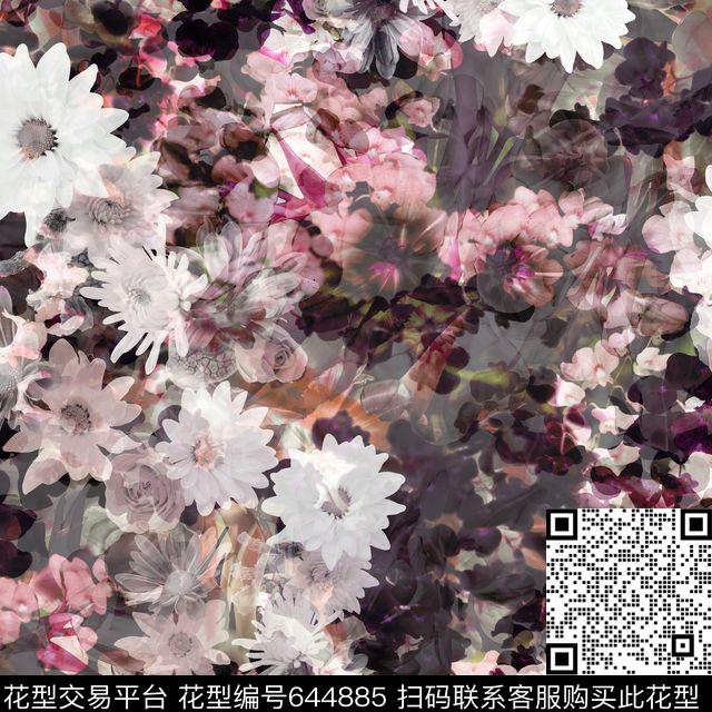 花卉数码花卉朦胧花数码印花华亿平台下载（图片编号: 644885） - 瓦栏（Walan）