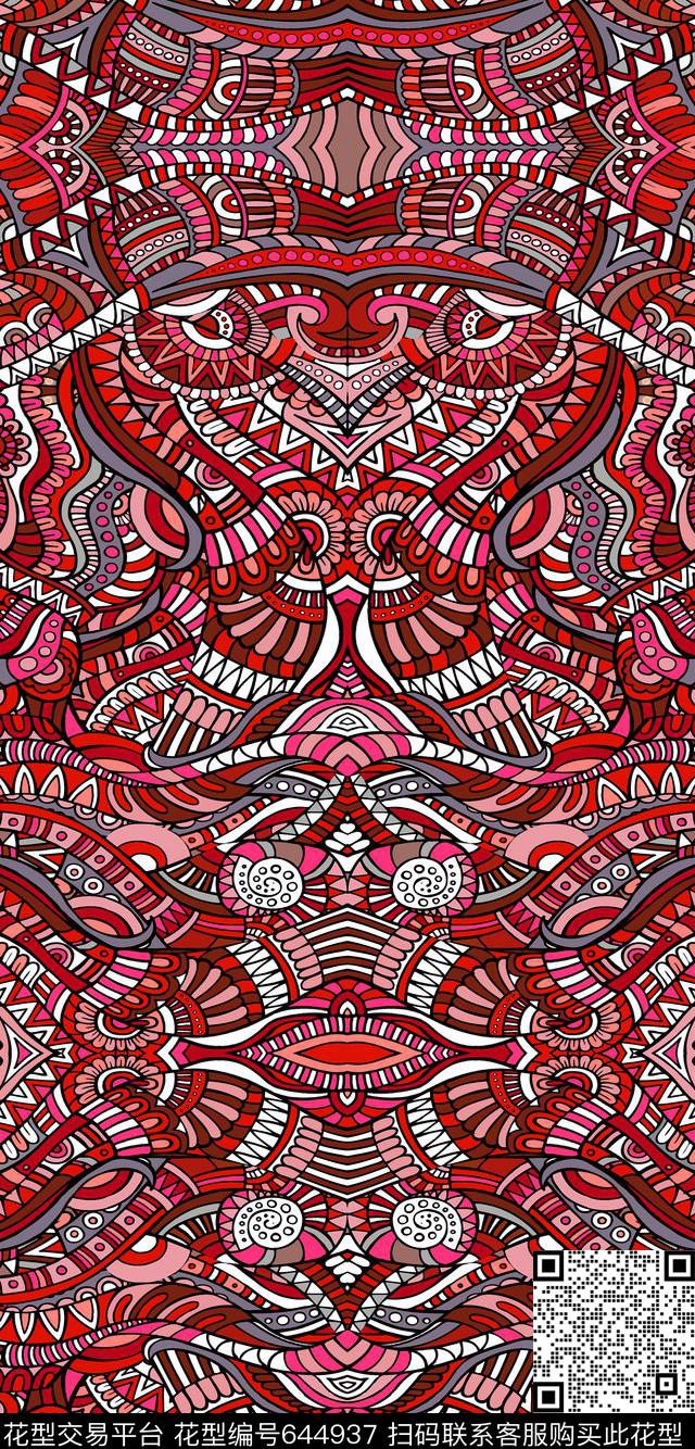 时尚大方抽象传统印花华亿平台下载（图片编号: 644937） - 瓦栏（Walan）