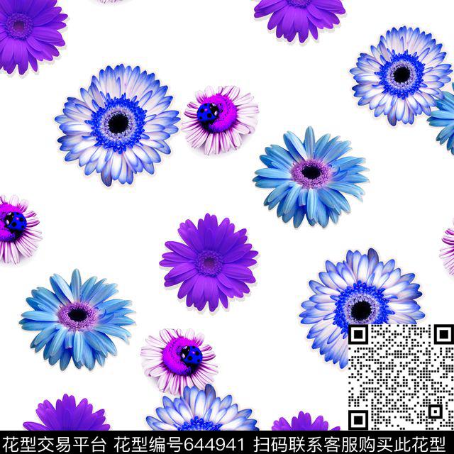 花朵花卉菊花虫子数码印花华亿平台下载（图片编号: 644941） - 瓦栏（Walan）