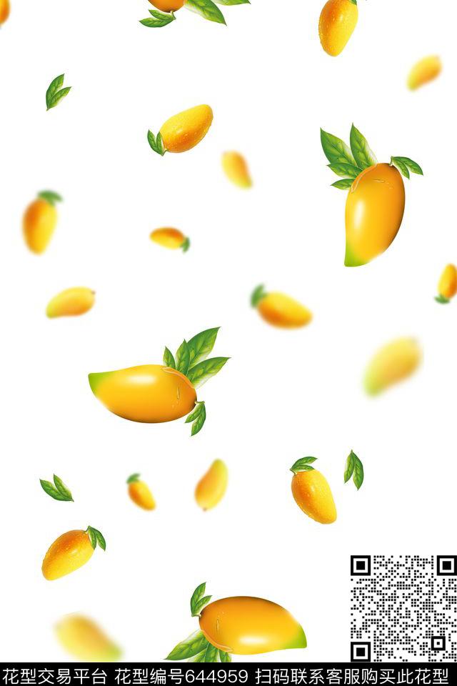 流行时尚水果芒果数码印花华亿平台下载（图片编号: 644959） - 瓦栏（Walan）