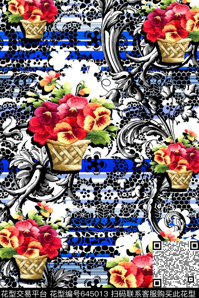 抽象手绘满版花卉蕾丝纹理底纹最新高清数码条纹数码印花华亿平台下载（图片编号: 645013） - 瓦栏（Walan）